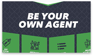 Poster encouraging to be your own agent with icons and text.